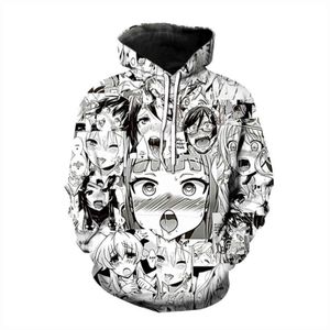 Ahegao Hoodie Anime 3D Print Men Women Streetwear Hentai Pattern O-Neck Hip Hop Hoodie Harajuku Casual Tops Sexy Girl Clothing Y1121