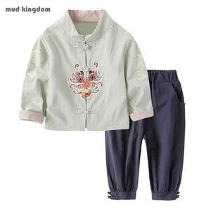 Mudkingdom Boys Girls Outifts Chinese Style Vintage Print Fashion Children Clothing Sets 2 to 7 Years Kids Clothes 210615
