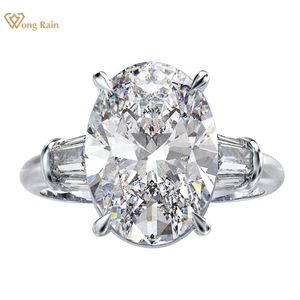 Wong Rain Classic 100% 925 Sterling Silver Citrine Gemstone Birthstone Wedding Engagement Diamenty Ring Fine Jewelry Hurtownie 211217