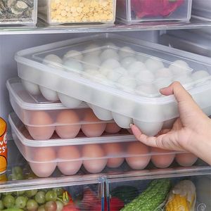 34グリッドプラスチック卵収納ボックス携帯用食品貯蔵容器冷蔵庫卵トレイホルダーコンテナ211112