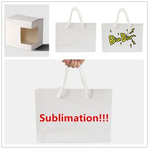 Weiße Sublimationspapiertüten mit Griffen, große Geschenktüten aus weißem Papier, Einkaufstüten zum Einkaufen, Geschenkartikel, Einzelhandel, Partys, große Geschenkboxen zum Selbermachen