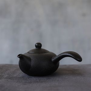 Luwu Black Crockery Ceramic Kyusu Tekanna Handgjorda Kinesisk Te Pott 165ml 210813