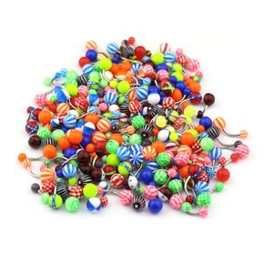 14g Acrylic Belly Barbells kirurgiska rostfritt stål krökta navelringar med olika färger för kroppspiercing smycken