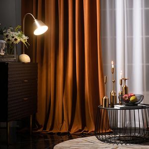 Luxury Modern Orange Herringb Velvet Curtains For Living Room Bedroom American Thick Gray Curtain Drapes Home Decor Customize &
