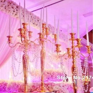 Candle Holders 12pcs)White/black/gold/silver Candelabra Tall Metal Holder Wedding Centerpiece Yudao1527