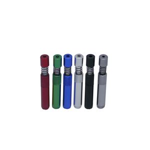Smoking Colorful Aluminium Alloy Portable Spring Filter Dry Herb Tobacco Cigarette Holder One Hitter Catcher Dugout Antiskid Handle High Quality DHL Free