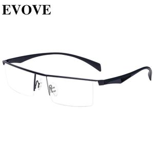 Mode Zonnebril Frames Evoveer Oversized Brillen Mannelijke Business Men Glasses Semi Rimless Merk Design Wide Face Eyewear Bril voor Op