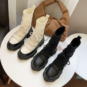 Wholesale-Boots Winter Warm Women Elastic Sock 2021 Fashion High Heel Woman Stretch Sexy Shoes Ankle Lace-up