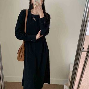 Stylish Elegance Solid Autumn High Waist Streetwear Slim Party Femme Lady Loose OL Long Dresses Vestidos 210525