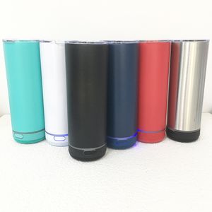 Tumbler sem fio Tumbler Reta Sublimação Sem Fio Tumblers de aço inoxidável parede dupla garrafa de água com alto-falante Presente de Natal