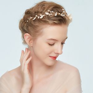 女性合金枝葉のヘアバンドファブリックアートウェディングアクセサリー花嫁の髪のクラスプファッションはゴールデンカラーでよく販売されています10 5NH J1