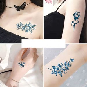 Juice Lasting Waterproof Temporary Tattoo Sticker Flower Chain Butterfly Ink Flash Tattoos Female Waist Sexy Body Art Fake Tattoo J036