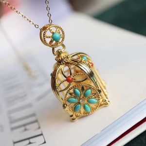 Pendant Necklaces 925 Sterling Silver Gold-plated Sachet Bird Cage Necklace Women For Women's High Jewelry Gifts