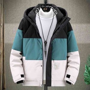 Tjockna varma mäns nedjacka huva parta rockar män vinter outwear casual lapptäcke down coat mode puffer jacka 3xl 210914