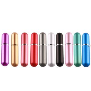 Mini bottiglia di profumo portatile ricaricabile da 5 ml Atomizzatore spray in alluminio da viaggio Bottiglia di profumeria vuota Opzione 15 colori RRE10610