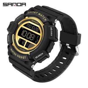 Sanda Sports Watch Män Casual Vattentät Stopwatch LED Wristwatch Date Mäns Klockor Man Elektronisk Klocka Relogio Masculino G1022