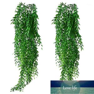 Flores decorativas grinaldas 2 pcs artificiais plantas suspensas festão folhas falsificadas folhas ivy videira para parede jardim casamento pote cesta decoração1 preço de fábrica