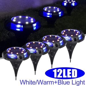 12led Solar Ground Lampa Dual Colors Yard Bochany Ogród Światła IP65 Wodoodporna Drogowa Płaszcza Podziemne miejsce