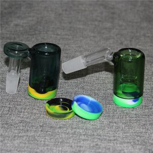 Colorful Glass Ash catcher for hookah bongs with 5ml silicone container 90 & 45 degrees 14mm glass ashcatcher bubbler Bong Oil rigs