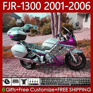 Body Kit für Yamaha FJR-1300 FJR1300A Pink Silvery FJR 1300 A CC 2001-2006 Bodywork 106NO.127 FJR1300 01 02 03 05 05 06 FJR-1300A 2001 2002 2003 2005 2006 OEM-Fairing-Fairing