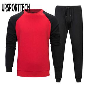 Tracksuit Men Sets Fashion Spring Autumn Sporting Suit Sweatshirt +Sweatpants Mens Clothing 2 Pieces Sets Slim Track Suit 210528