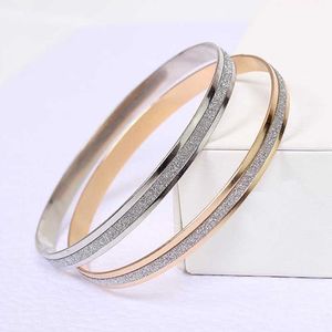 Simples Moda Scrub Bangle para Mulheres Clássico Fosco Pulseira Rodada Círculo Círculo Jóias Acessórios Q0719