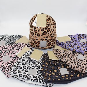 Berretti leopardati doppi addensati Berretti con teschio lavorato a maglia autunno inverno Cappelli con stampa animalier