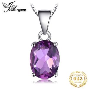 Naturlig Amethyst Pendant 925 Sterling Silver Gemstone Choker Statement Halsband Kvinnor Silver 925 Smycken Ingen kedja