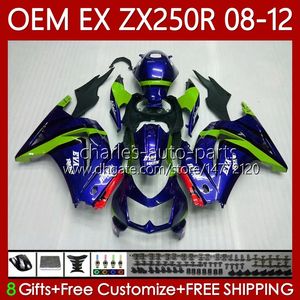 Injection Fairings For KAWASAKI NINJA EX ZX 250R EX250 ZX250 R 2008 2009 2010 Blue green 2011 2012 Bodywork 81No.147 ZX250R EX250R 08-12 ZX-250R 08 09 10 11 12 OEM Body