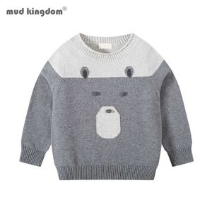 Mudkingdom höst baby boys tröja barn stickning pullovers toppar tecknad björn långärmad 210615