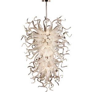 Moderna mão branca soprada lâmpadas pingente led luzes lustres personalizados 40 52 polegadas decoração de casamento arte de vidro candelabro de vidro