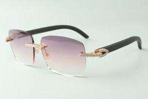 Óculos de sol de diamante sem fim de venda direta 3524025 com hastes de madeira preta óculos de designer, tamanho: 18-135 mm