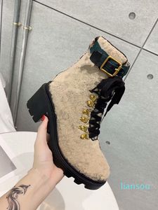 Boot Womens ankl st￶vlar chunky klack 6cm tyg material l￤der gummiblommor runda huvud sn￶r upp non slip h￥lla varm