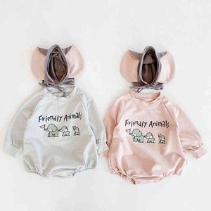 Autunno Inverno nato Ragazzi Ragazze Cartoon Elefante Tute Vestiti Baby Knit Pagliaccetti Maglia manica lunga Bambini 210429