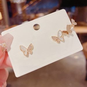Dangle & Chandelier 2022 Micro Pave AB Butterfly Stud Earrings For Women Korean Style Delicate Simple Pendientes