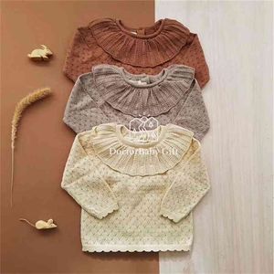 Soor Ploming Kids Sticka Tunn Sweater Passform Srping och Höst Toddler Girl Beautiful Beige Brown Långärmad Top Märke 210619