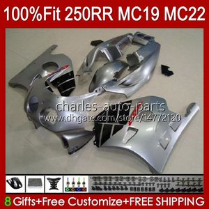 Fairings Injection Molde para Honda CBR 250cc MC19 88-89 CBR 250rr 250 RR CC 250R 1988-1989 112HC.74 CBR250RR 88 89 CBR250 RR CC 1988 1989 OEM Bodys completos Kit Grey Glossy