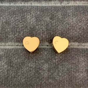 2021 High Polished Classic Style Logo Printed Studs Small Size Gold Plated Designer Earring Stainless Steel Earrings For Women Jewelry Wholesale