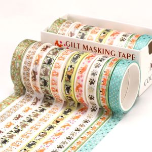 10 Adet / takım 8mm * 2 M Altın Folyo Sevimli Slimo Washi Bant Seti Scrapbooking DIY Maskeleme Bandı Kırtasiye Ofis Okul Malzemeleri Kırtasiye