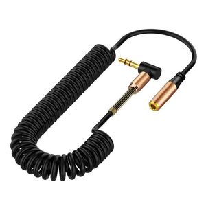 90 graus L 3.5mm Aux Cables Jack alongão macho para m plug estereofonômetro de áudio estéreo mola de metal para smartphone