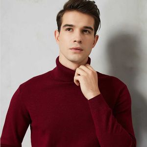 8 färg turtleneck tröja män 2020 höst vinter ny tjock varm smal passform solid pullover vit manlig varumärke röd blå y0907