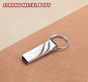 Metal USB Flash Sürücü 64 GB 32 GB 16 GB 8 GB 4 GB Kalem Pendrive Su Geçirmez Gümüş U Disk Memoria Cel Sopa Hediye