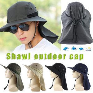Stingy Brim Hats Fishing Boating Hiking Hat Wide Ear Neck Cover Outdoor Sun Flap Cap IK88