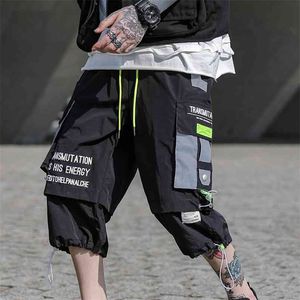 Sfable Summer Hip Hop Shorts Men Black Harem Krótkie spodnie Multi-Pocket Wstążki Mężczyzna Streetwear Harajuku Luźne Męskie 3XL 210629