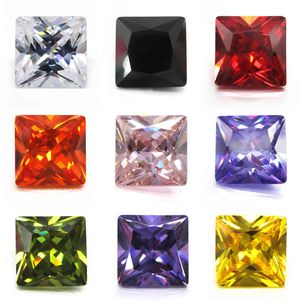 500pcs / lot 1.5 * 1.5mm ~ 6 * 6mm 5a Kvalitet Olika färger Kvadratisk Form Kubisk Zirconia Stone Princess Cut Loose CZ Gems för smycken