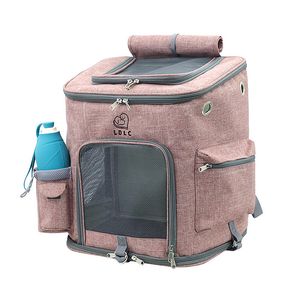 Cat Carrier Bags Breathable Holes Foldable Pet Travel Carriers Backpack For Cats And Small Dogs Double door Bag
