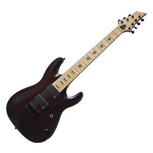 Factory Outlet-7 Strings Matte Wine-red Electric Guitar with 24 Frets,Maple Fretboard