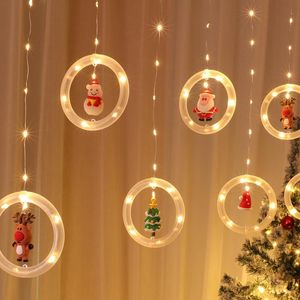 Струны светодиодные рождественские огни рождественские украшения деревьев снеговик, желающий шариковой струны световой подвески для домашней вечеринки декор 2021