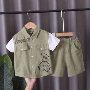 Kids Clothes Boys Summer Sets Short-Sleeve T-shirt & Shorts Fashion Outfits Suits Children Clothing Boy Sets 1 2 3 4 5 Years Old G220310