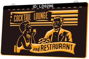 LD0296 Cocktail Longe e Restaurante 3D gravura LED sinal de luz atacado